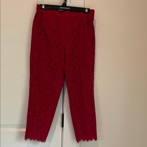 J. Crew Red Lace Ankle Pants